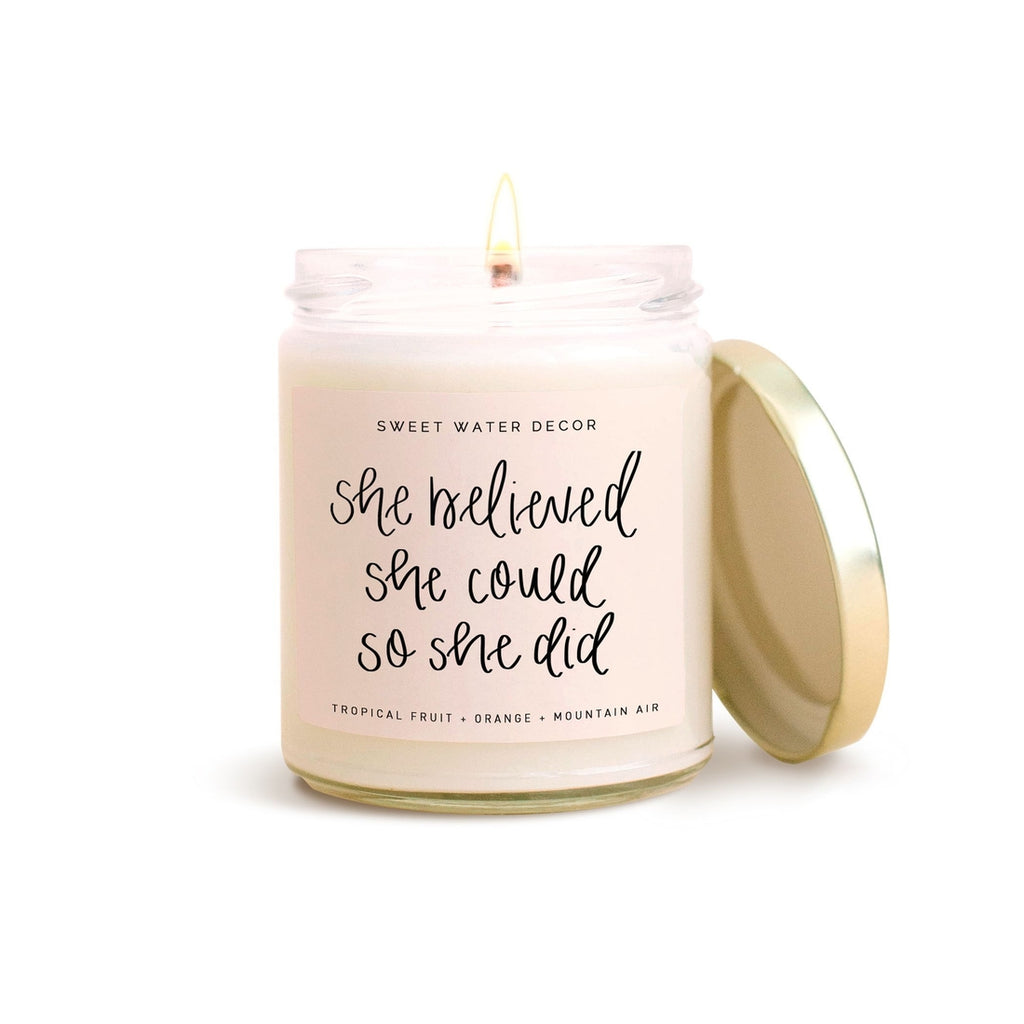 She Believed She Could So She Did Candle from Diament Jewelry, a gift shop in Washington, DC.