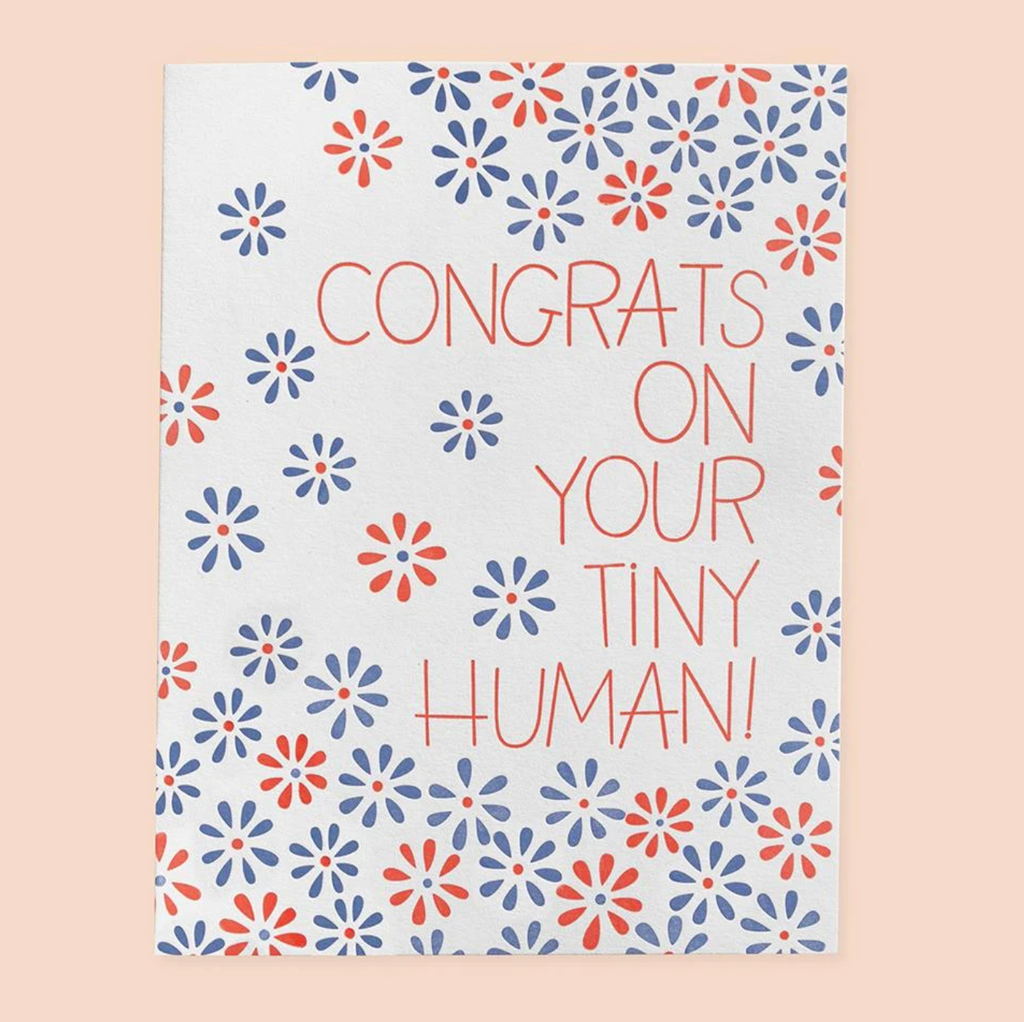 Congrats on Your Tiny Human Baby Card from Diament Jewelry, a gift shop in Washington, DC.