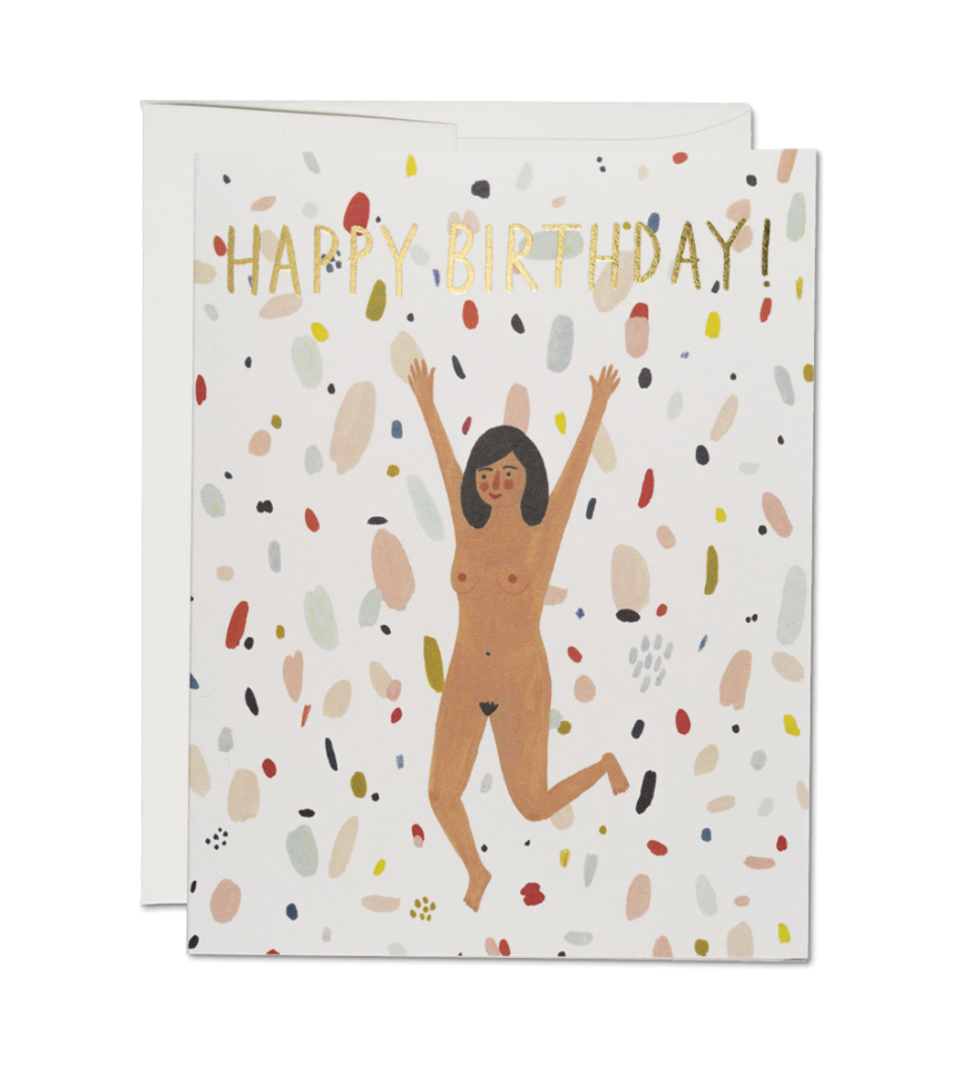 Birthday Suit Card from Diament Jewelry, a gift shop in Washington, DC.