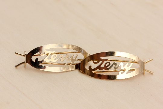 Vintage Terry gold hair clips from Diament Jewelry, a gift shop in Washington, DC.