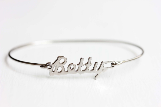 Vintage Betty silver name bracelet from Diament Jewelry, a gift shop in Washington, DC.