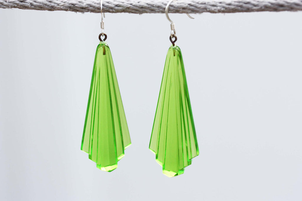 Lime green vintage deco earrings from Diament Jewelry, a gift shop in Washington, DC.