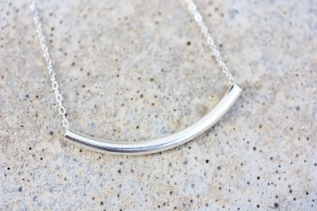 Silver tube chain necklace from Diament Jewelry, a gift shop in Washington, DC.