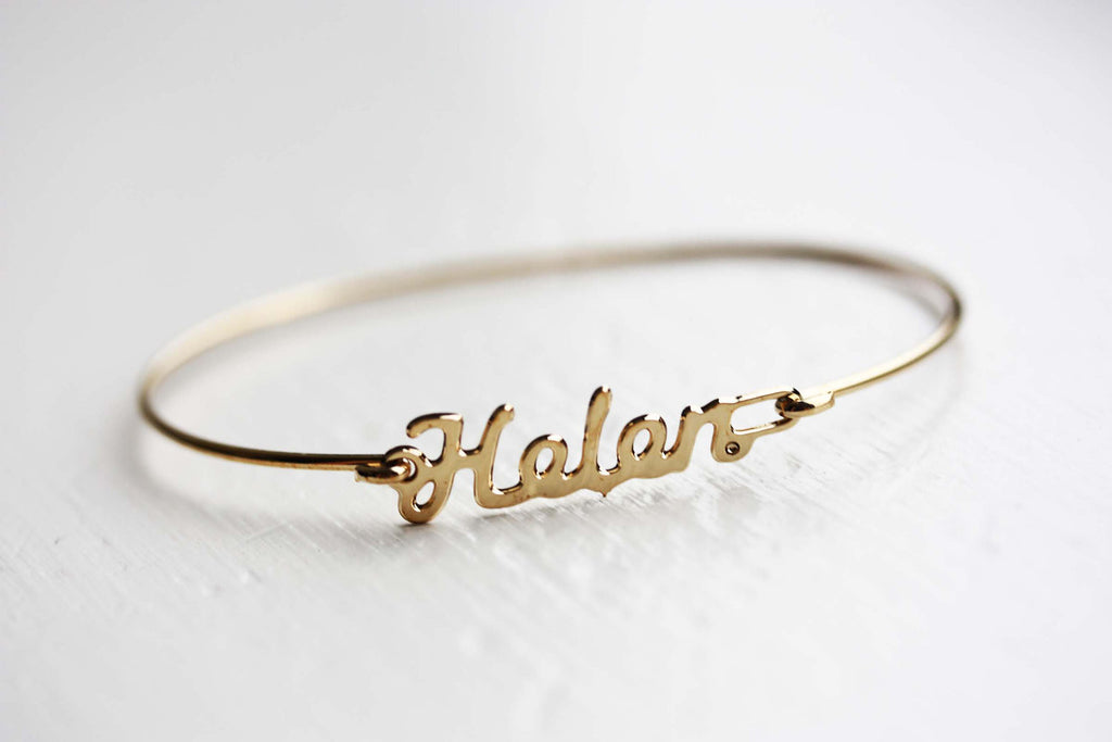 Vintage gold Helen name bracelet from Diament Jewelry, a gift shop in Washington, DC.