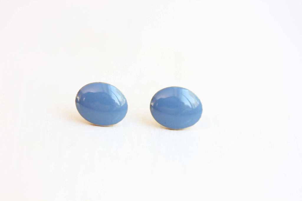 Blue oval dot studs from Diament Jewelry, a gift shop in Washington, DC.