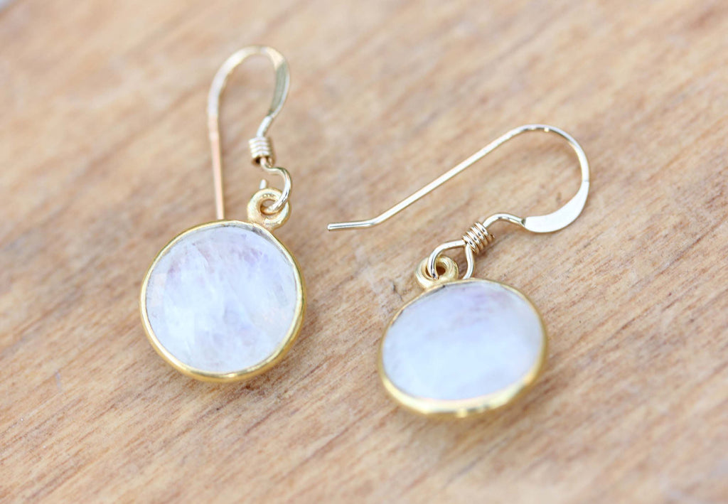 Gold Moonstone Gem Earrings from Diament Jewelry, a gift shop in Washington, DC.