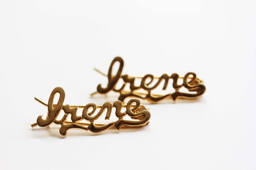Vintage Irene gold hair clips from Diament Jewelry, a gift shop in Washington, DC.