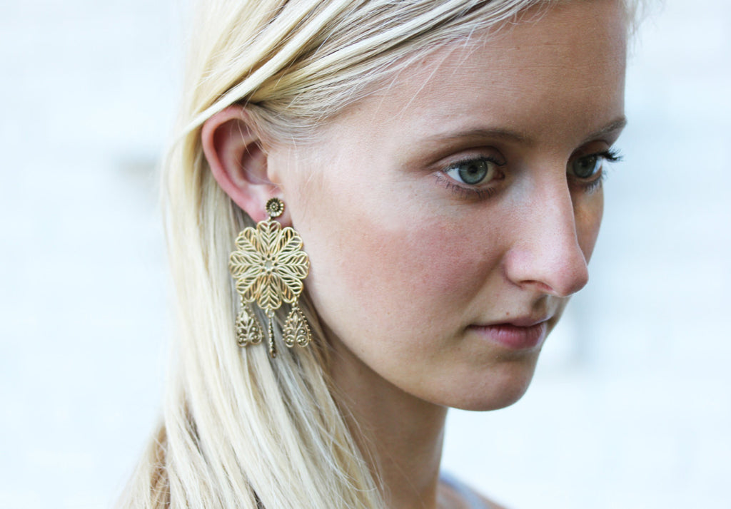 Filigree flower earrings from Diament Jewelry, a gift shop in Washington, DC.