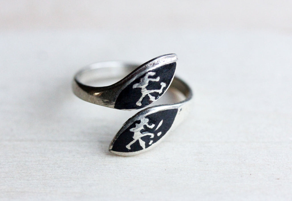 Silver and black Siam ring from Diament Jewelry, a gift shop in Washington, DC.