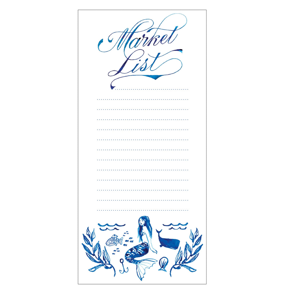 Mermaid weekly market list notepad from Diament Jewelry, a gift shop in Washington, DC.