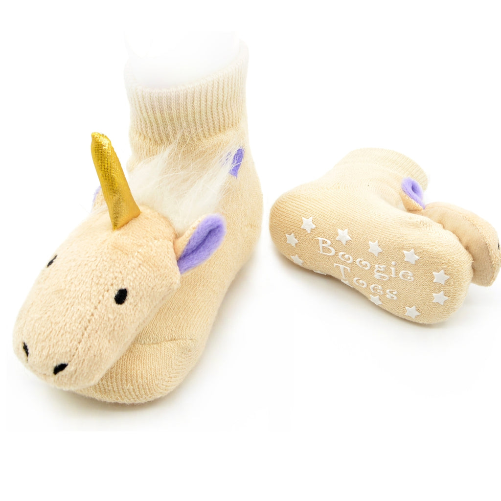 Boogie Toes Unicorn Rattle Socks from Diament Jewelry, a gift shop in Washington, DC.