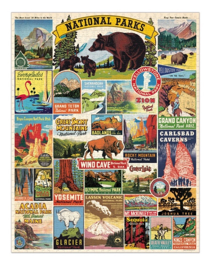 Cavallini and Co. National Parks 1000 Piece Vintage Puzzle from Diament Jewelry, a gift shop in Washington, DC.