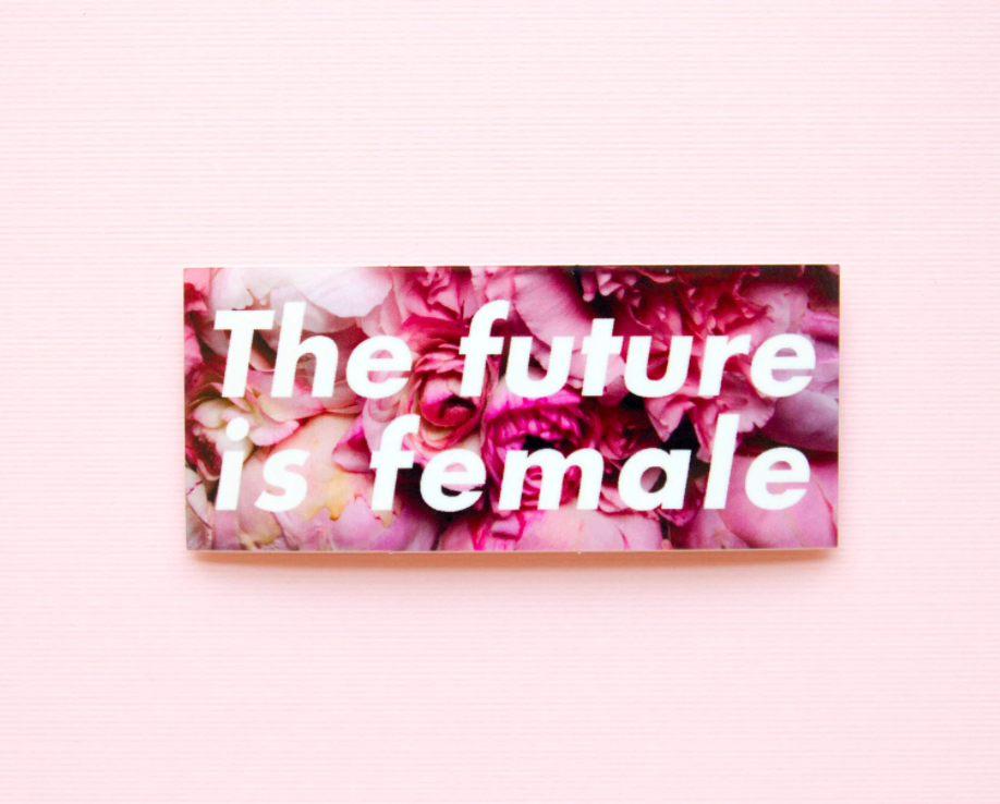 Little Woman Goods The Future is Female Sticker from Diament Jewelry, a gift shop in Washington, DC.