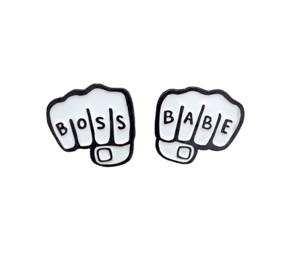 Brittany Paige Boss Babe Enamel Pin Set from Diament Jewelry, a gift shop in Washington, DC.