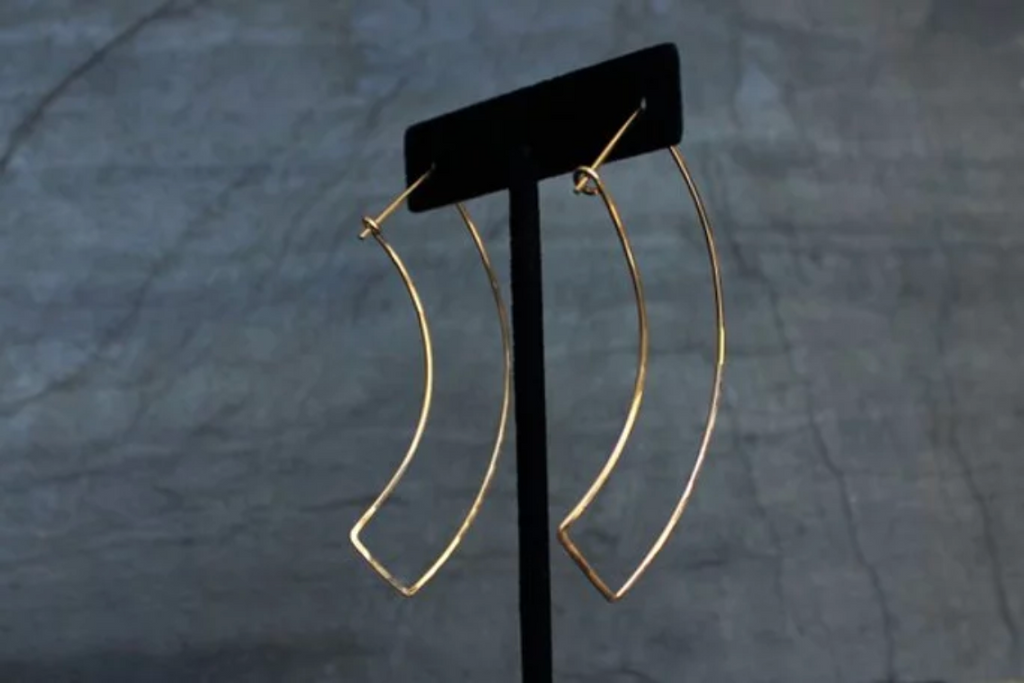 L Greenwalt Jewelry gold fill curve earrings from Diament Jewelry, a gift shop in Washington, DC.