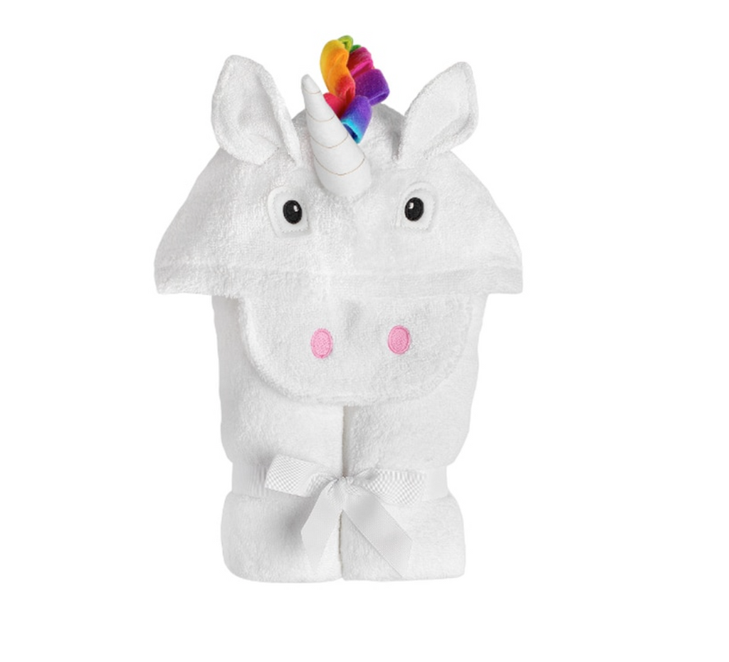 Yikes Twins Unicorn Hooded Towel from Diament Jewelry, a gift shop in Washington, DC.