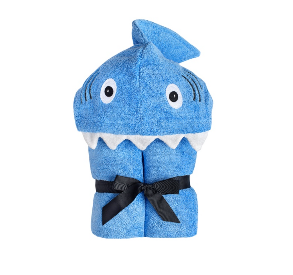 Yikes Twins Shark Hooded Towel from Diament Jewelry, a gift shop in Washington, DC.
