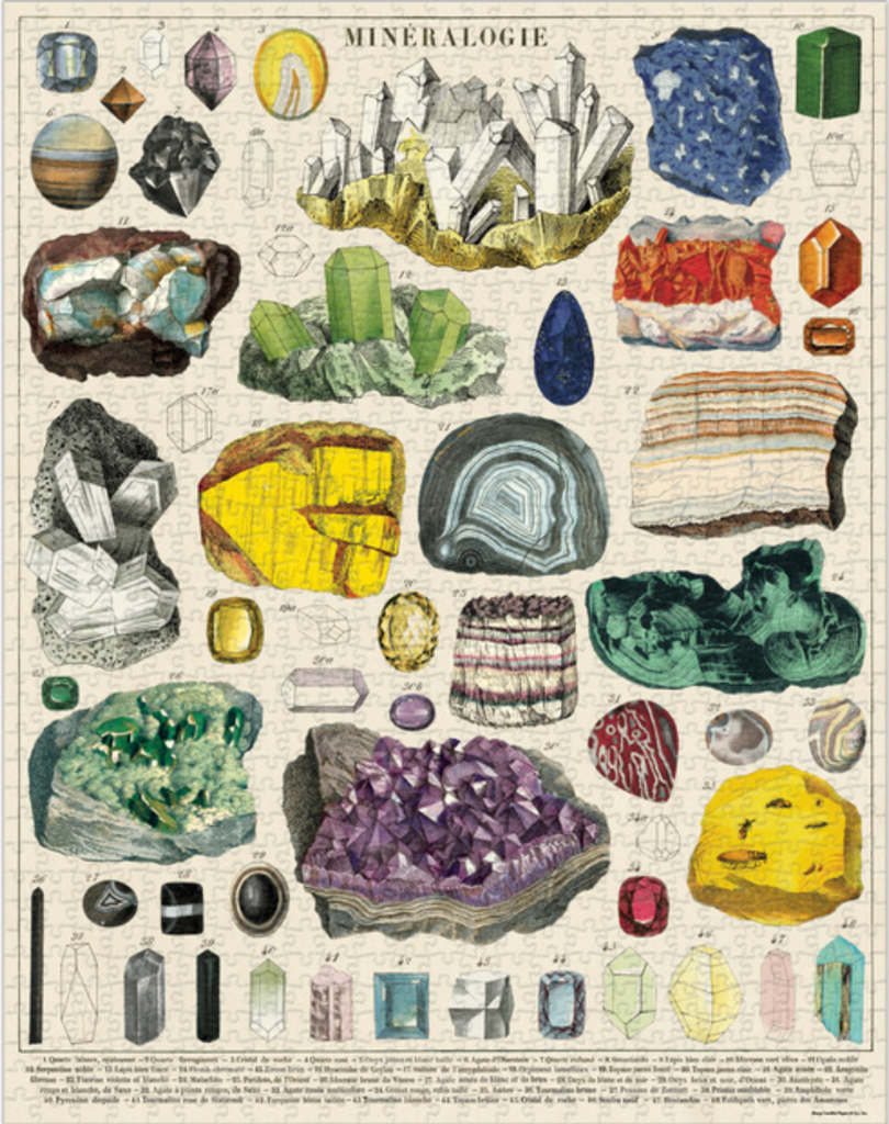 Cavallini and Co. Mineralogy 1000 piece vintage puzzle from Diament Jewelry, a gift shop in Washington, DC.