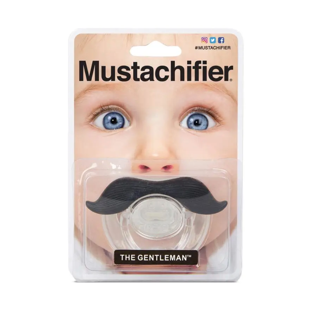 Mustache Gentleman Pacifier from Diament Jewelry, a gift shop in Washington, DC.