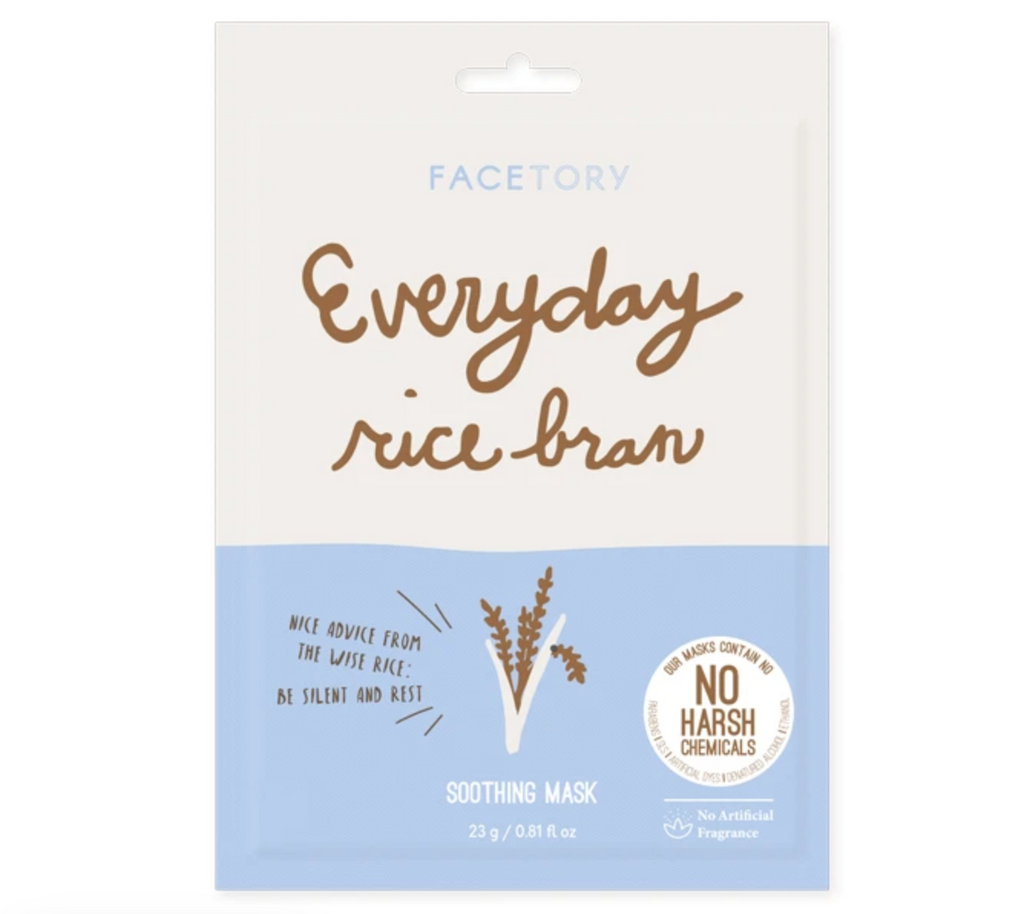 Facetory Everyday Rice Bran Sheet Mask from Diament Jewelry, a gift shop in Washington, DC.