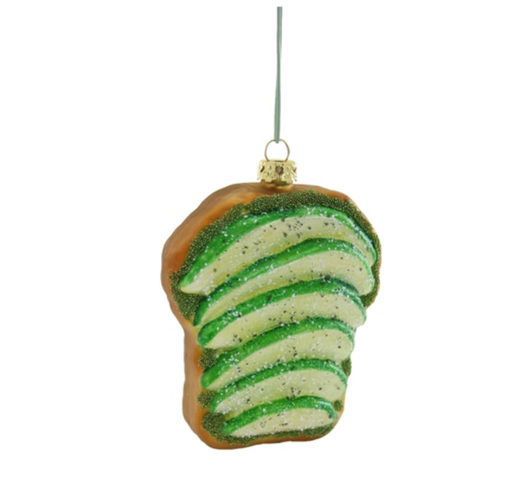 Avocado Toast Ornaments from Diament Jewelry, a gift shop in Washington DC