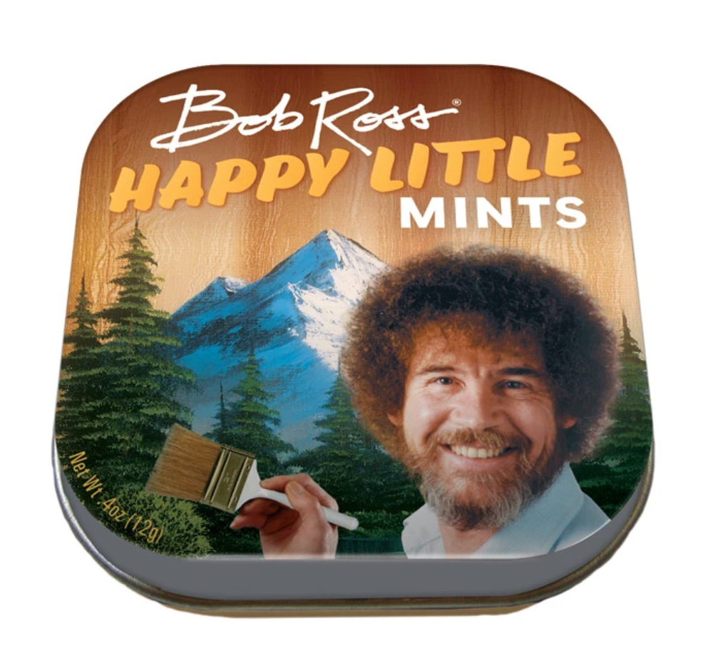 Unemployed Philosophers Guild Bob Ross Happy Little Mints from Diament Jewelry, a gift shop in Washington, DC.