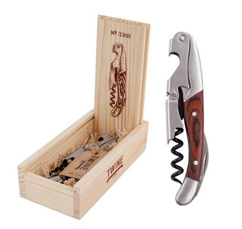 True Brands Wooden Double Hinged Corkscrew from Diament Jewelry, a gift shop in Washington, DC.