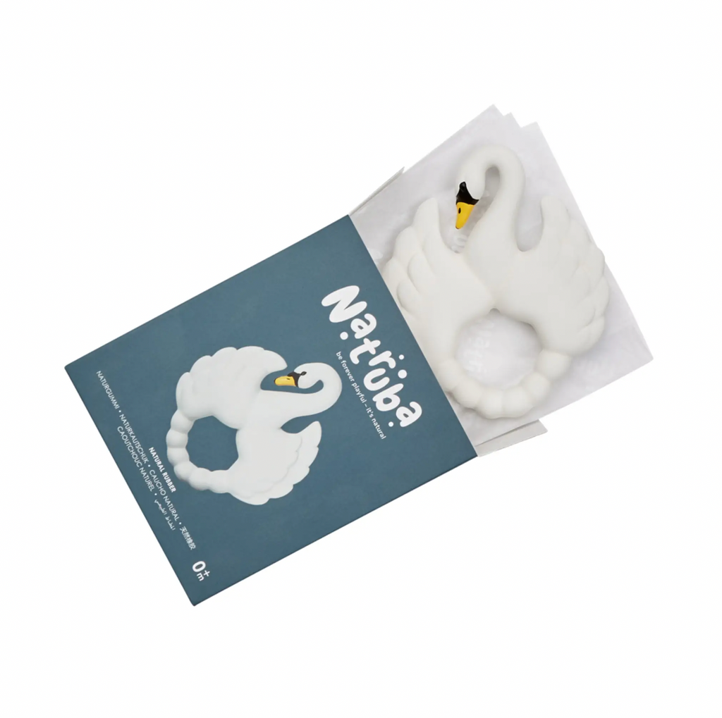 Natruba swan teething ring from Diament Jewelry, a gift shop in Washington DC
