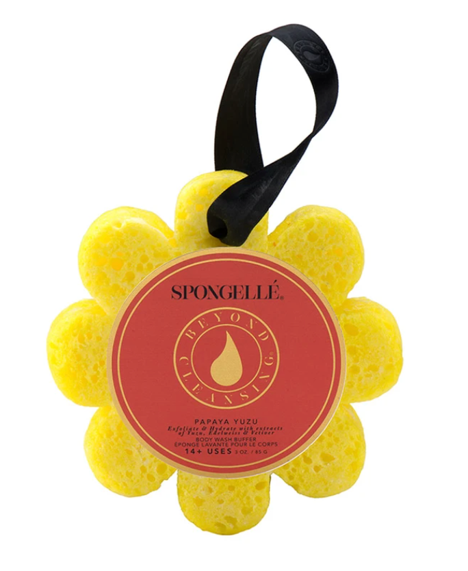 Large Spongelle papaya yuzu scented loofah from Diament Jewelry, a gift shop in Washington, DC.