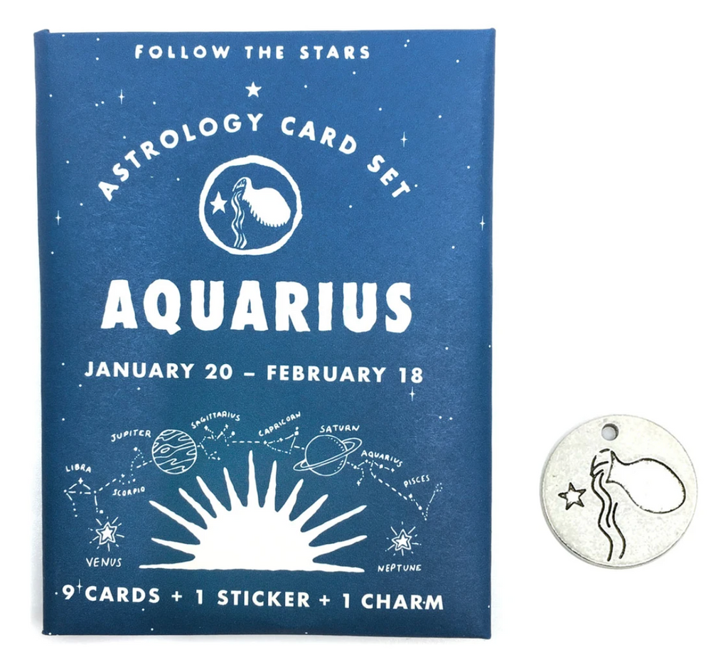Three Potato Four Aquarius astrology card pack from Diament Jewelry, a gift shop in Washington, DC.