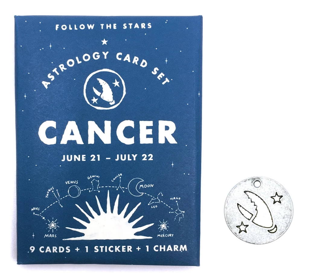 Three Potato Four Cancer astrology card pack from Diament Jewelry, a gift shop in Washington, DC.