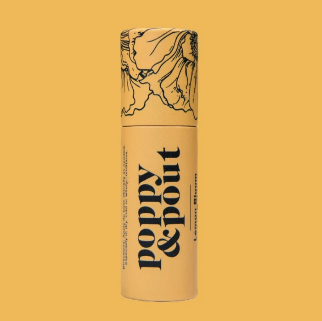 Poppy and Pout Lemon Bloom Lip Balm from Diament Jewelry, a gift shop in Washington, DC.