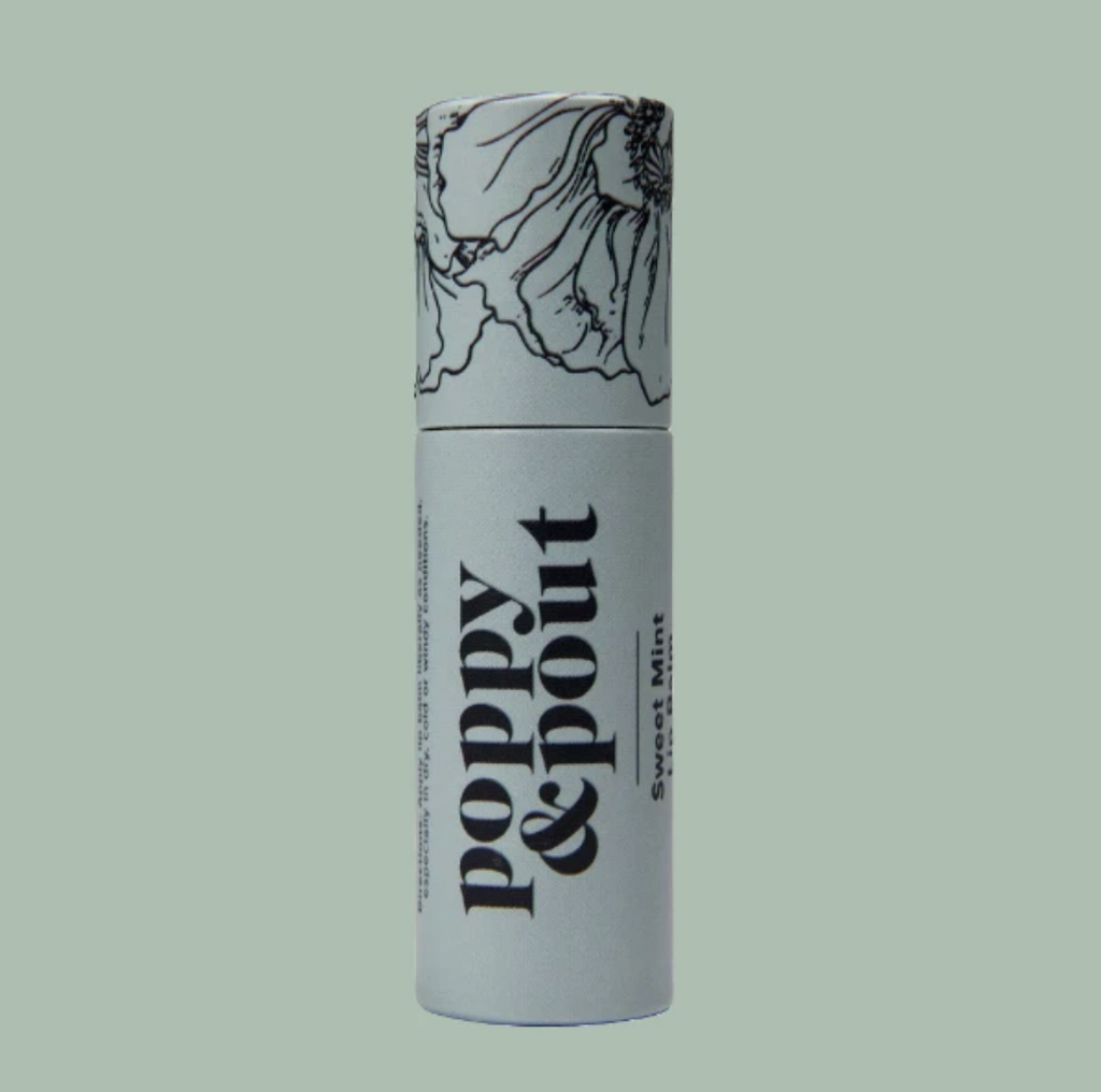 Poppy and Pout Sweet Mint Lip Balm from Diament Jewelry, a gift shop in Washington, DC.