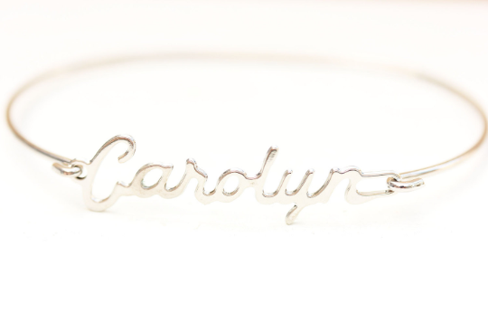 Vintage Carolyn silver name bracelet from Diament Jewelry, a gift shop in Washington, DC.