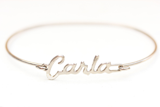 Vintage Carla silver name bracelet from Diament Jewelry, a gift shop in Washington, DC.