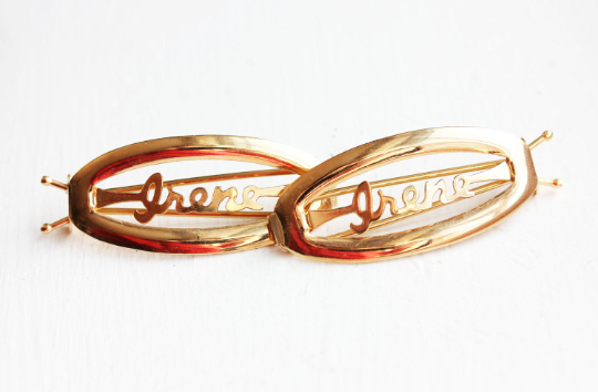 Vintage Irene gold hair clips from Diament Jewelry, a gift shop in Washington, DC.