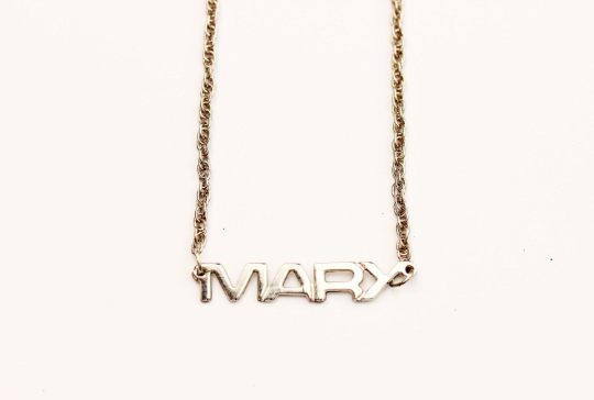 Vintage Mary silver name necklace from Diament Jewelry, a gift shop in Washington, DC.