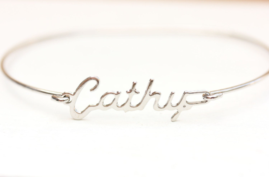 Vintage Cathy silver name bracelet from Diament Jewelry, a gift shop in Washington, DC.