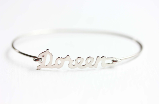Vintage Doreen silver name bracelet from Diament Jewelry, a gift shop in Washington, DC.