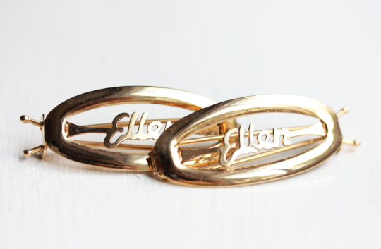 Vintage Ellen gold hair clips from Diament Jewelry, a gift shop in Washington, DC.