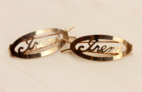 Vintage Irene gold hair clips from Diament Jewelry, a gift shop in Washington, DC.