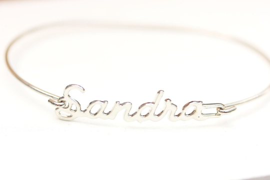 Vintage Sandra silver name bracelet from Diament Jewelry, a gift shop in Washington, DC.