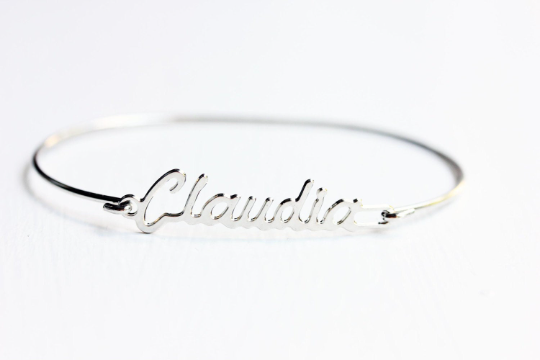 Vintage Claudia silver name bracelet from Diament Jewelry, a gift shop in Washington, DC.