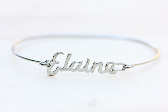Vintage Elaine silver name bracelet from Diament Jewelry, a gift shop in Washington, DC.