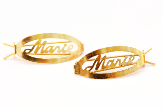 Vintage Marie gold hair clips from Diament Jewelry, a gift shop in Washington, DC.
