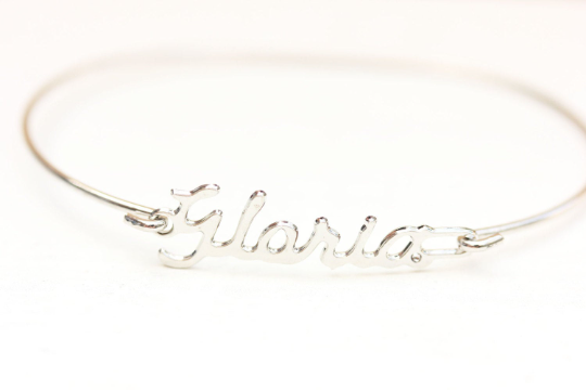 Vintage Gloria silver name bracelet from Diament Jewelry, a gift shop in Washington, DC.