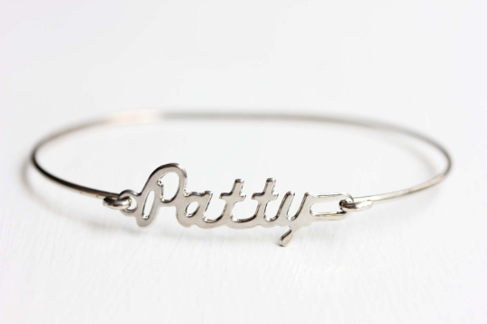 Vintage Patty silver name bracelet from Diament Jewelry, a gift shop in Washington, DC.