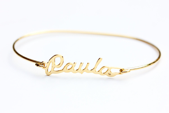 Vintage Paula gold name bracelet from Diament Jewelry, a gift shop in Washington, DC.
