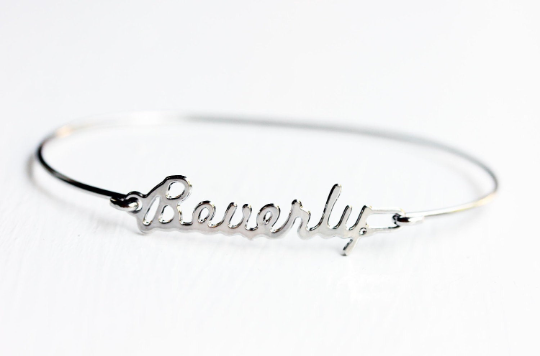 Vintage Beverly silver name bracelet from Diament Jewelry, a gift shop in Washington, DC.