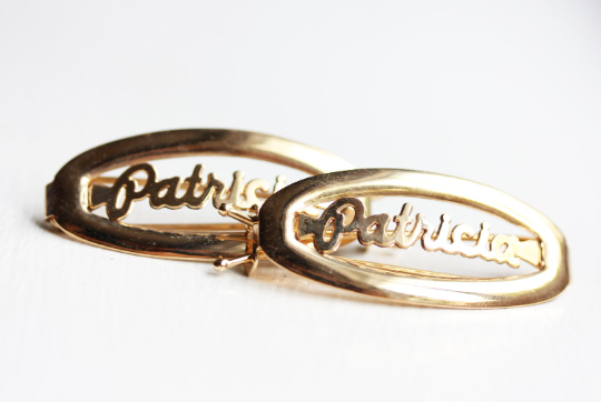 Vintage Patricia gold hair clips from Diament Jewelry, a gift shop in Washington, DC.
